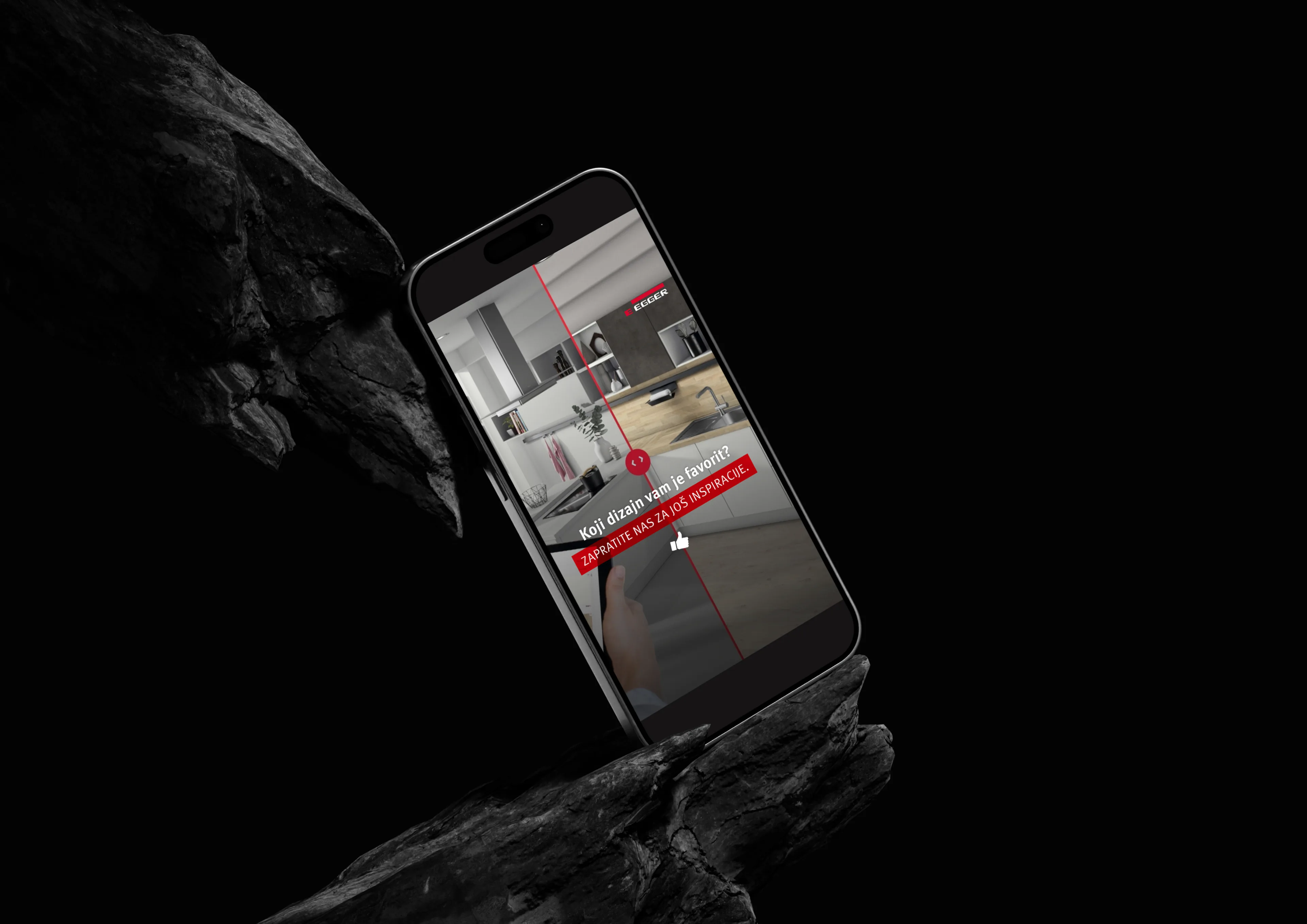 EGGER campaign visual displayed on a phone
