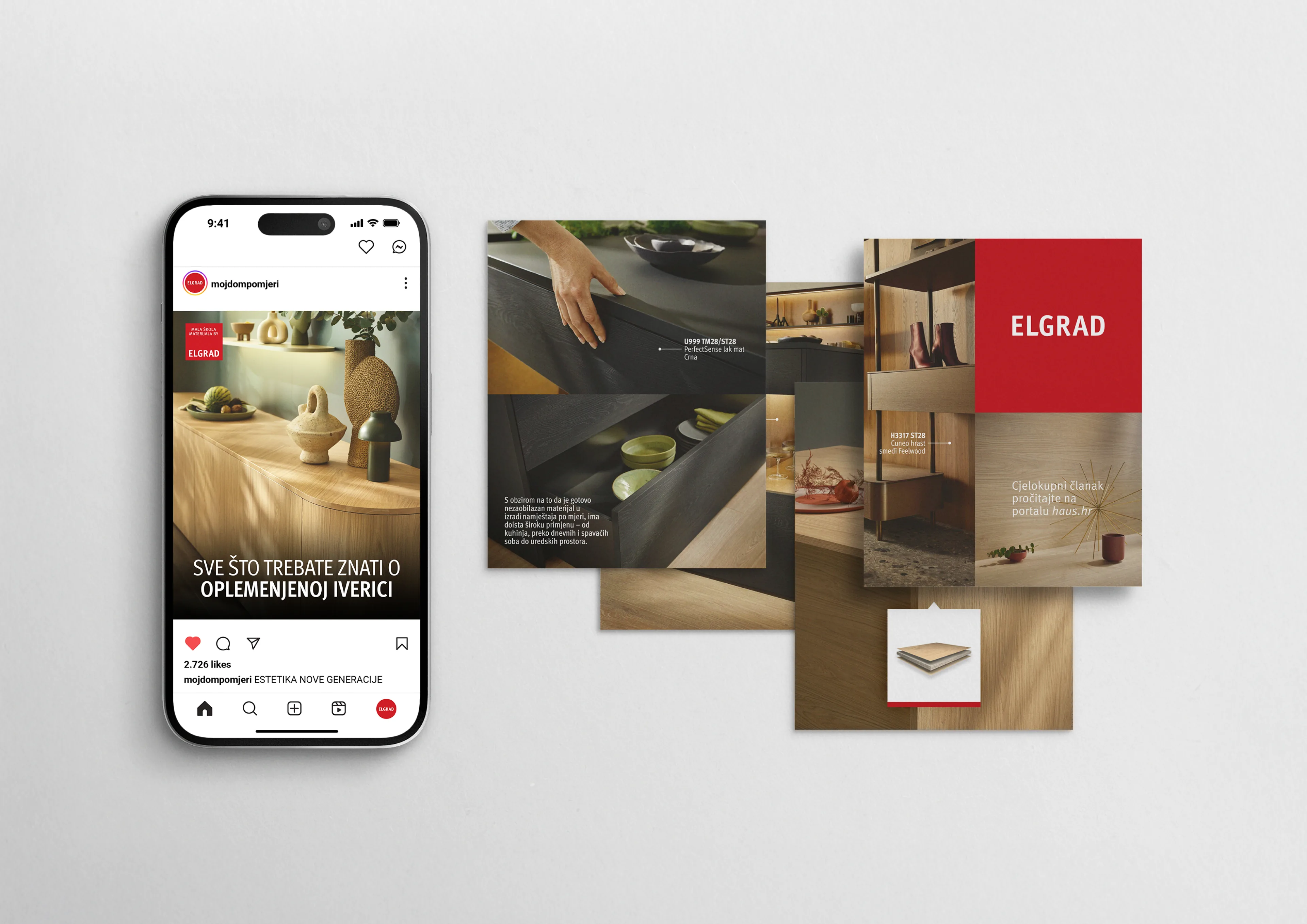 ELGRAD social media and interior materials campaign collage