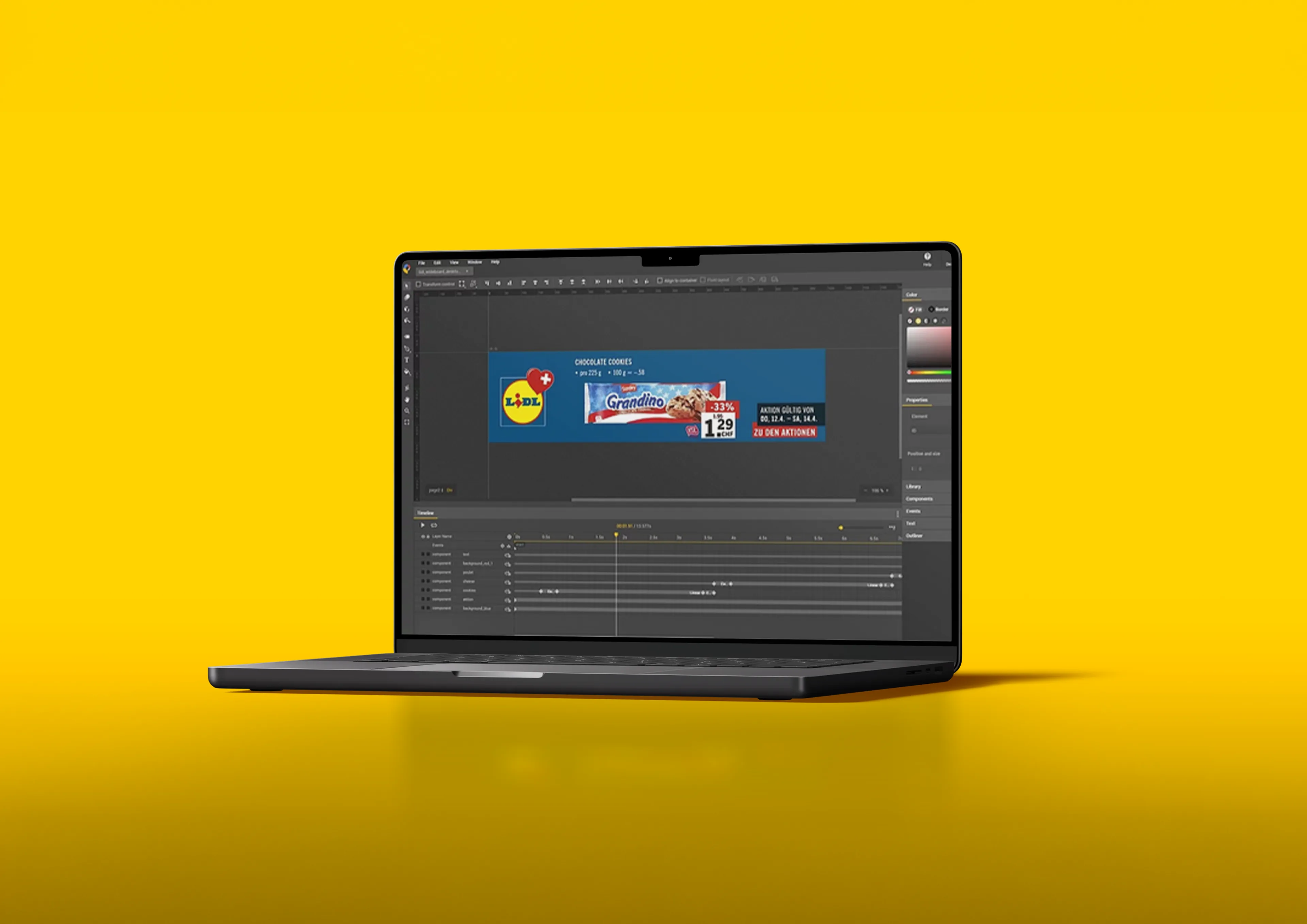 Lidl Switzerland interactive HTML5 banner design on a laptop