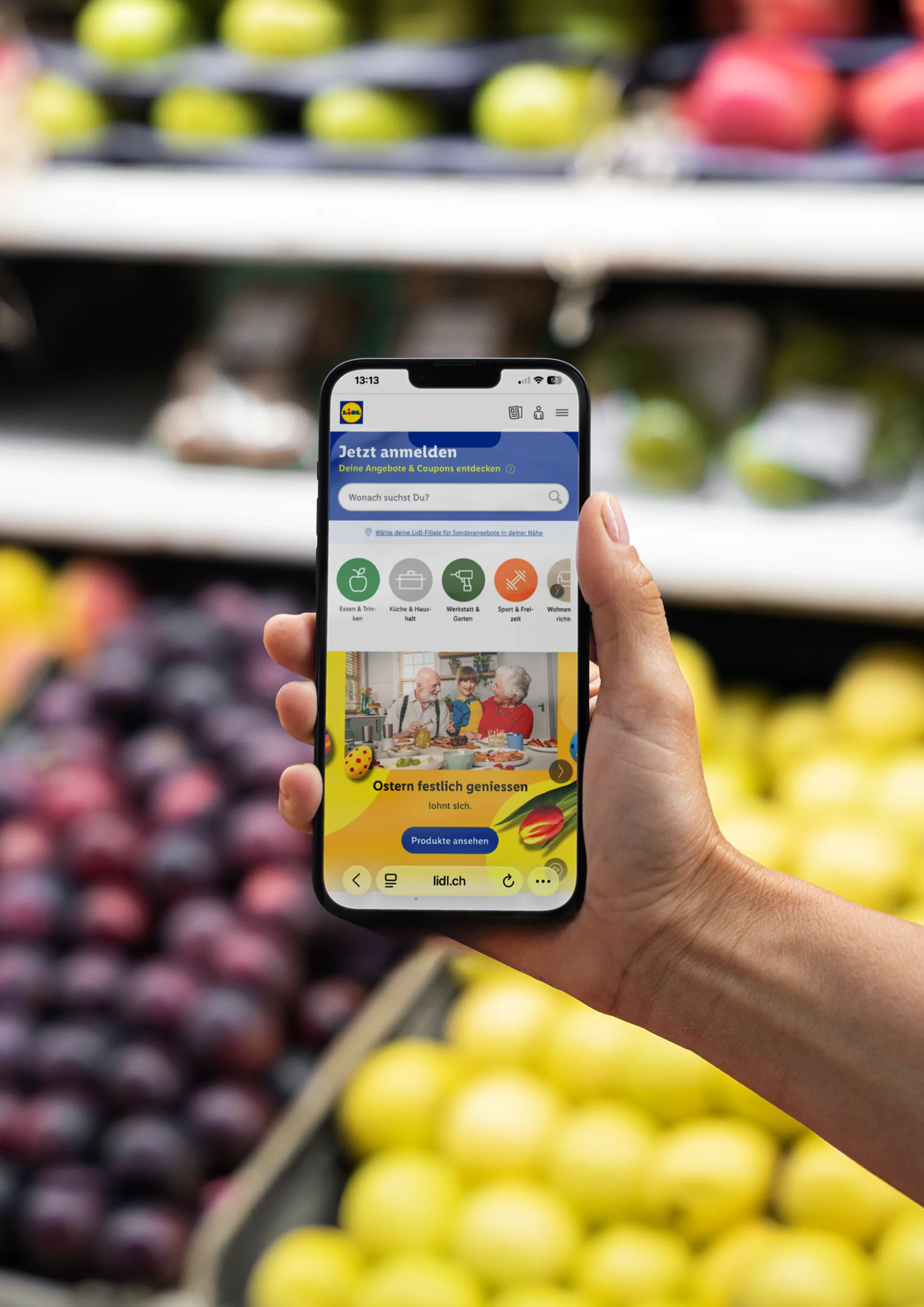Lidl Switzerland promotional website viewed on a phone