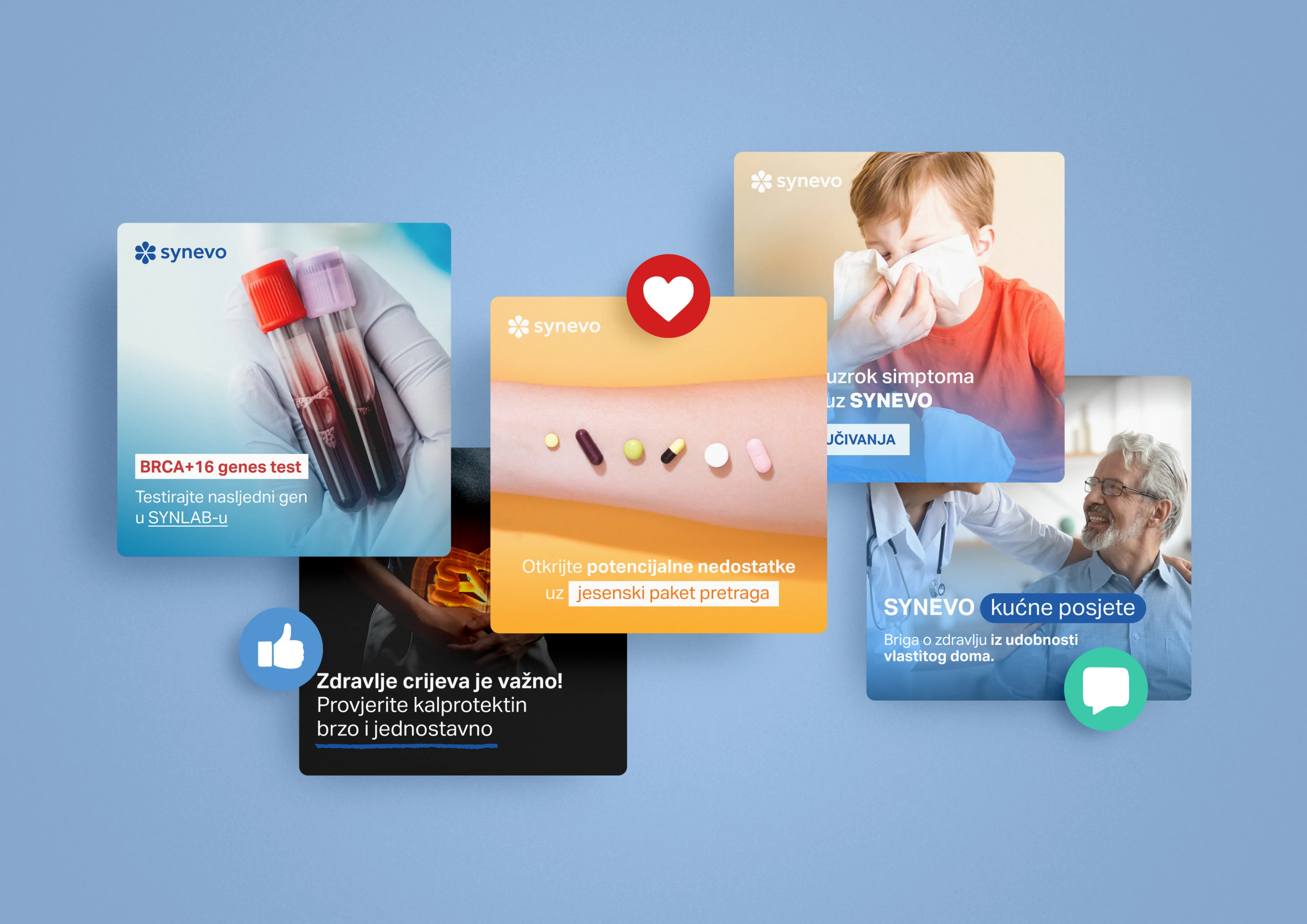 Synevo social media campaign examples in a landscape composition
