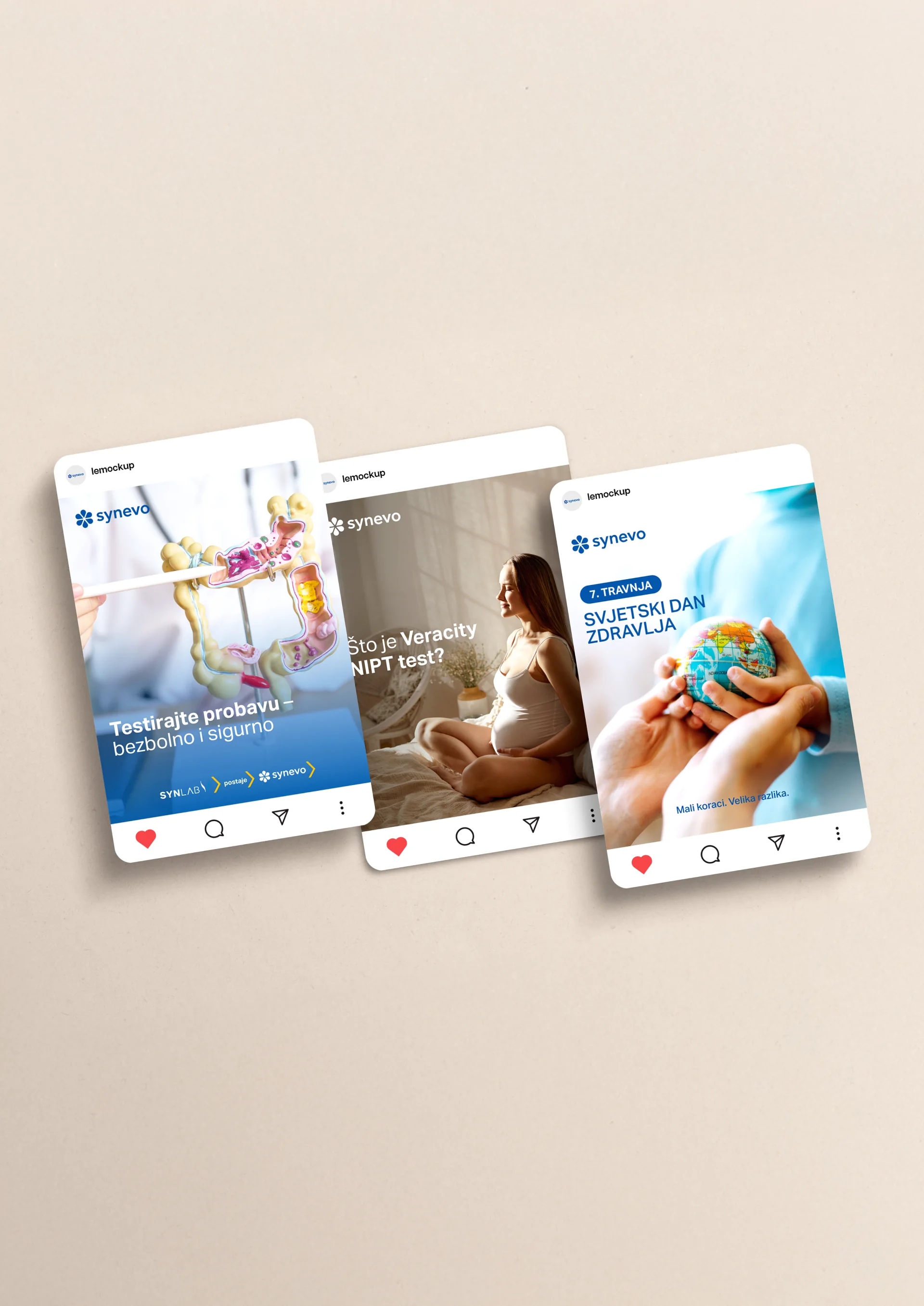 Synevo social media campaign examples in a portrait composition