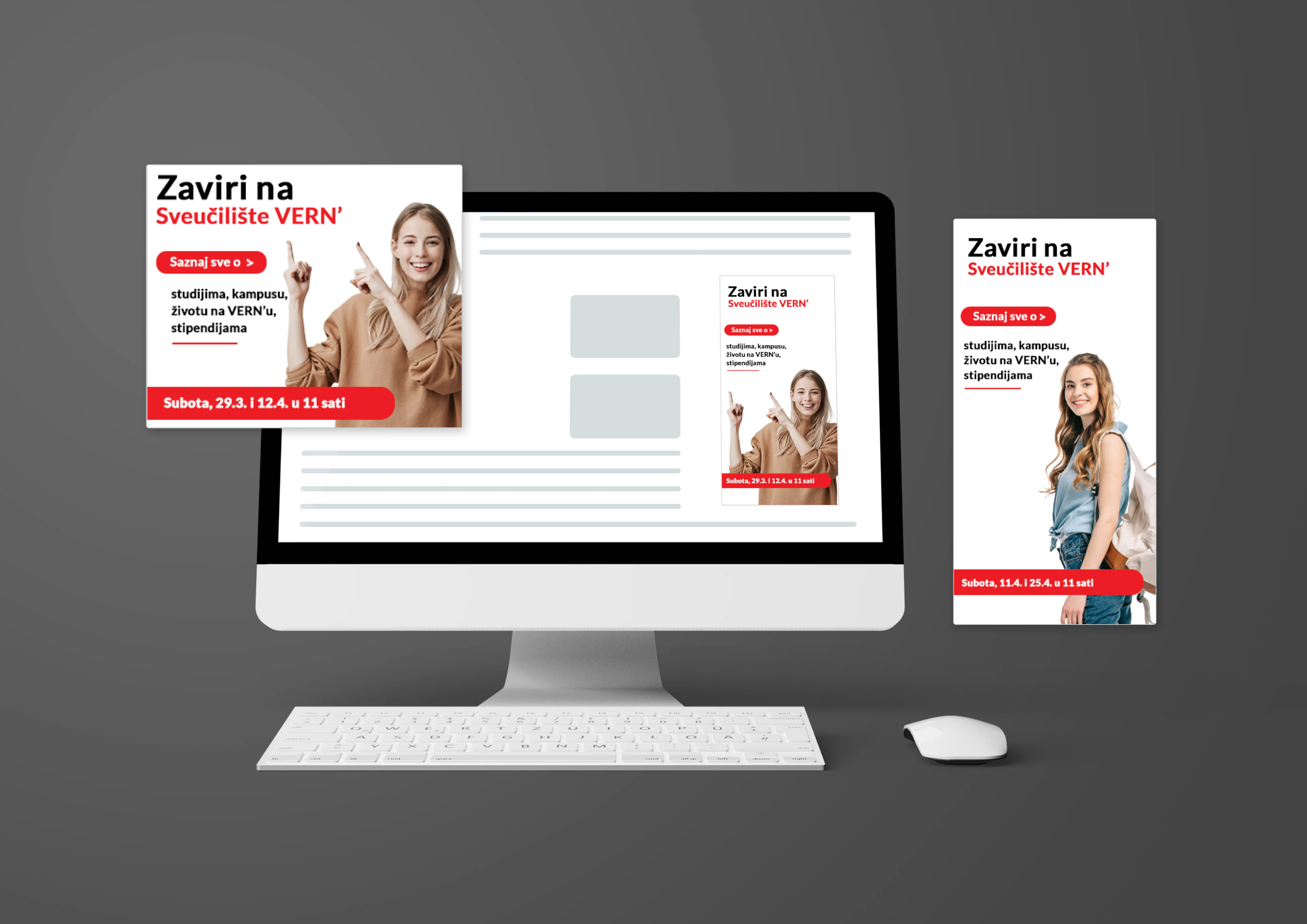 VERN university advertisements shown in desktop and vertical display formats